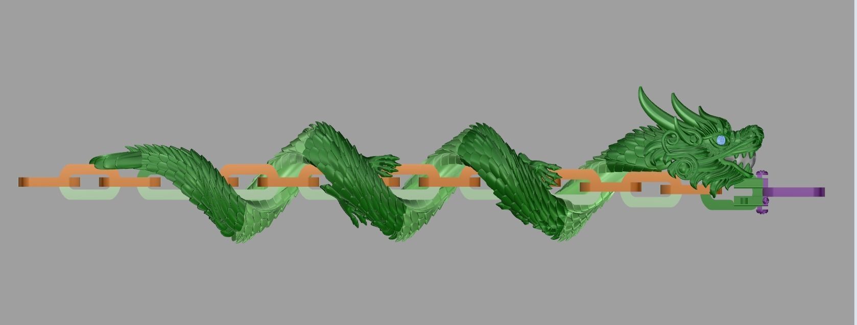 dragon bangle bracelet 3D print model_1