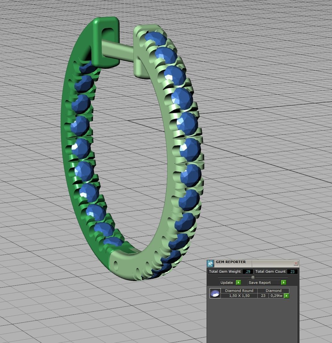 Hoop Earrings Delicate Fine Diamond Earrings 18mm size 3dmodel  3D print model_10