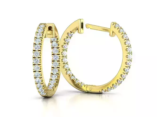 Hoop Earrings Delicate Fine Diamond Earrings 18mm size 3dmodel  3D print model