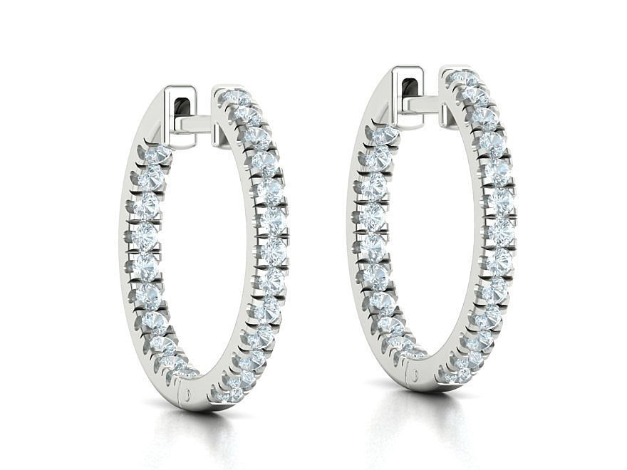 Hoop Earrings Delicate Fine Diamond Earrings 18mm size 3dmodel  3D print model_7