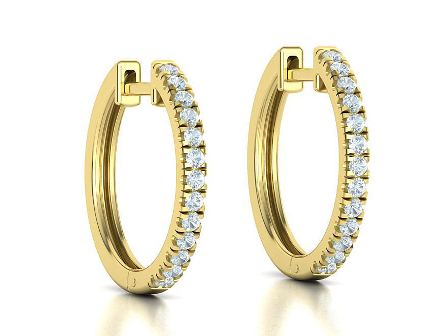 Diamond Hoop Earrings 18mm sizes 3dmodel 3D print model_9