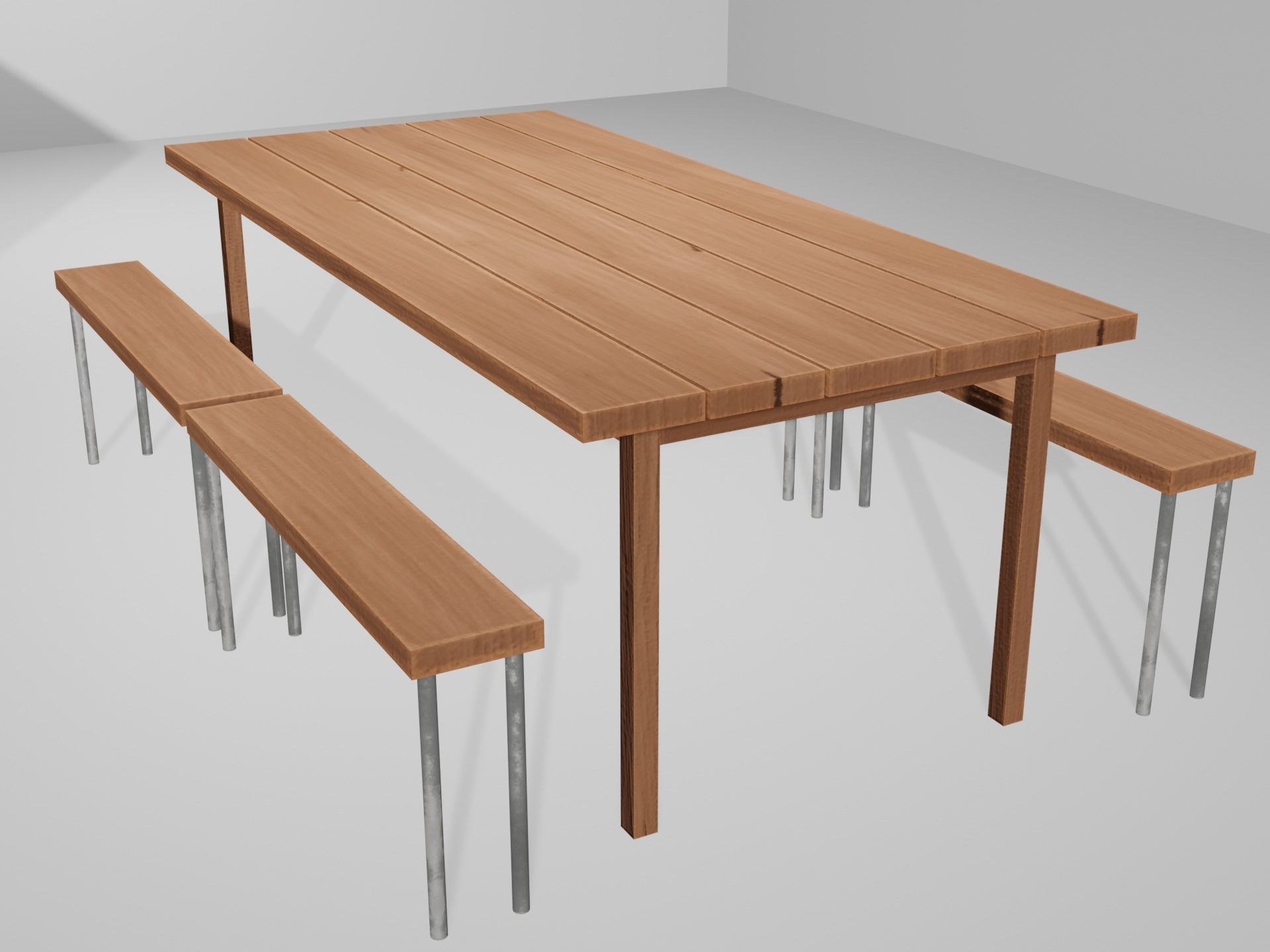 Modular Retro Table And Chair in Wood or Metal Pack 01 Low-poly 3D model_2