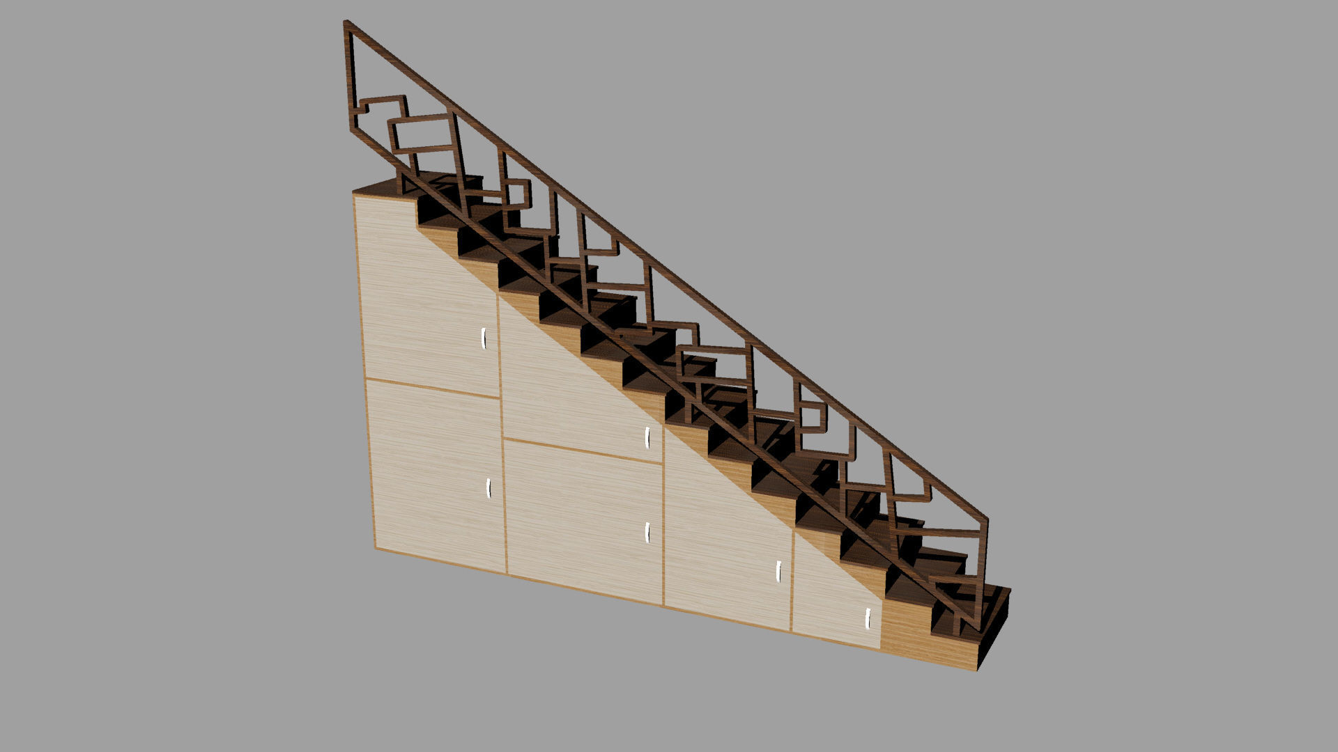 STAIRS CABINET WOOD 3D model_10