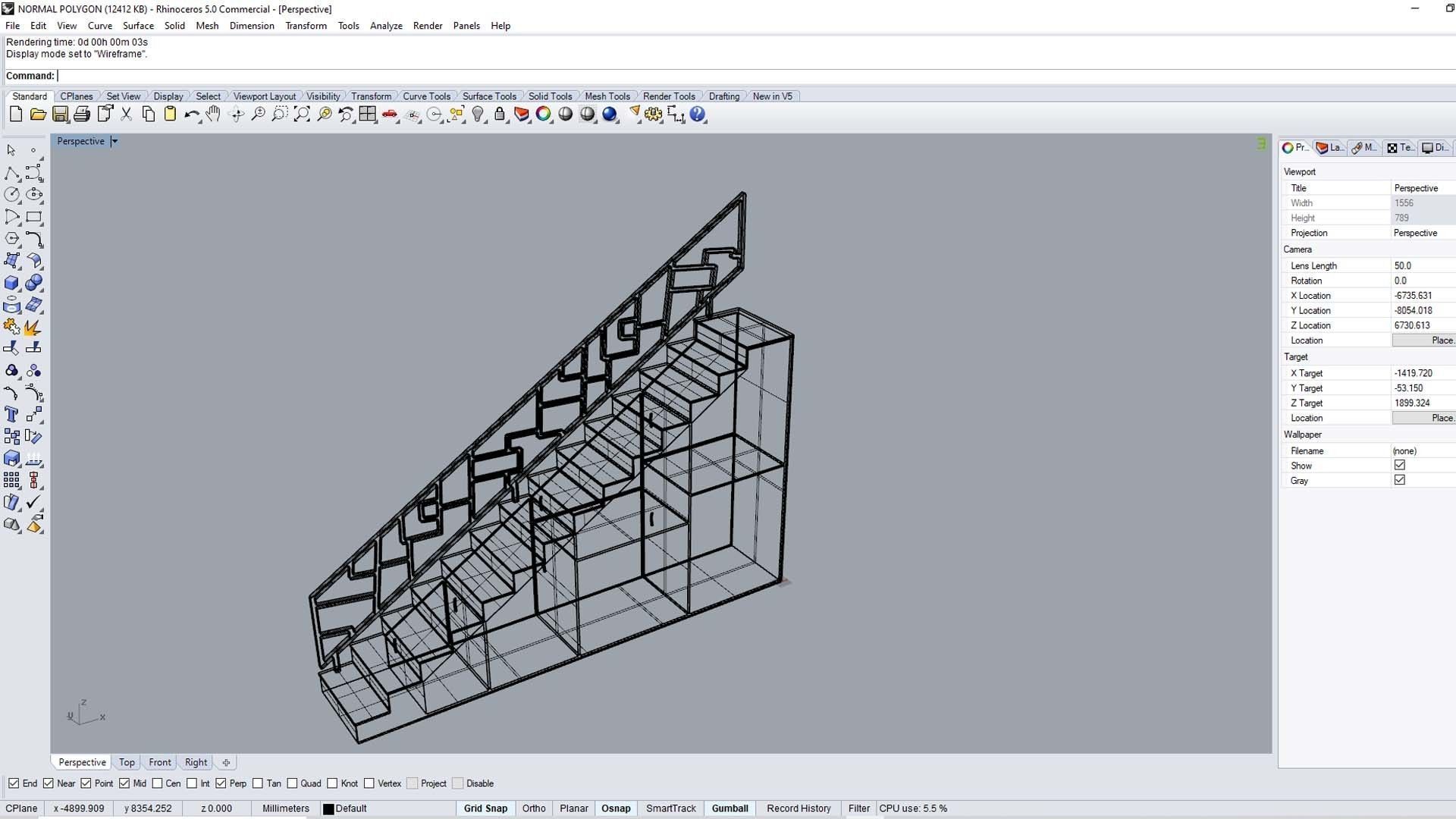 STAIRS CABINET WOOD 3D model_15