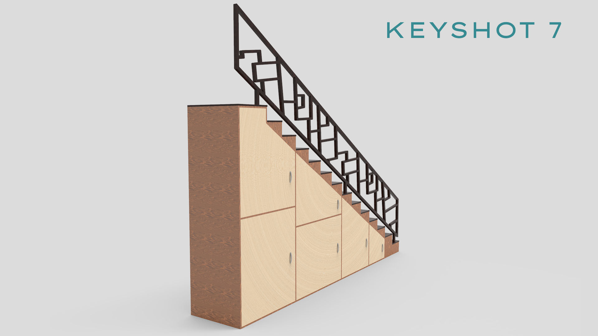 STAIRS CABINET WOOD 3D model_4