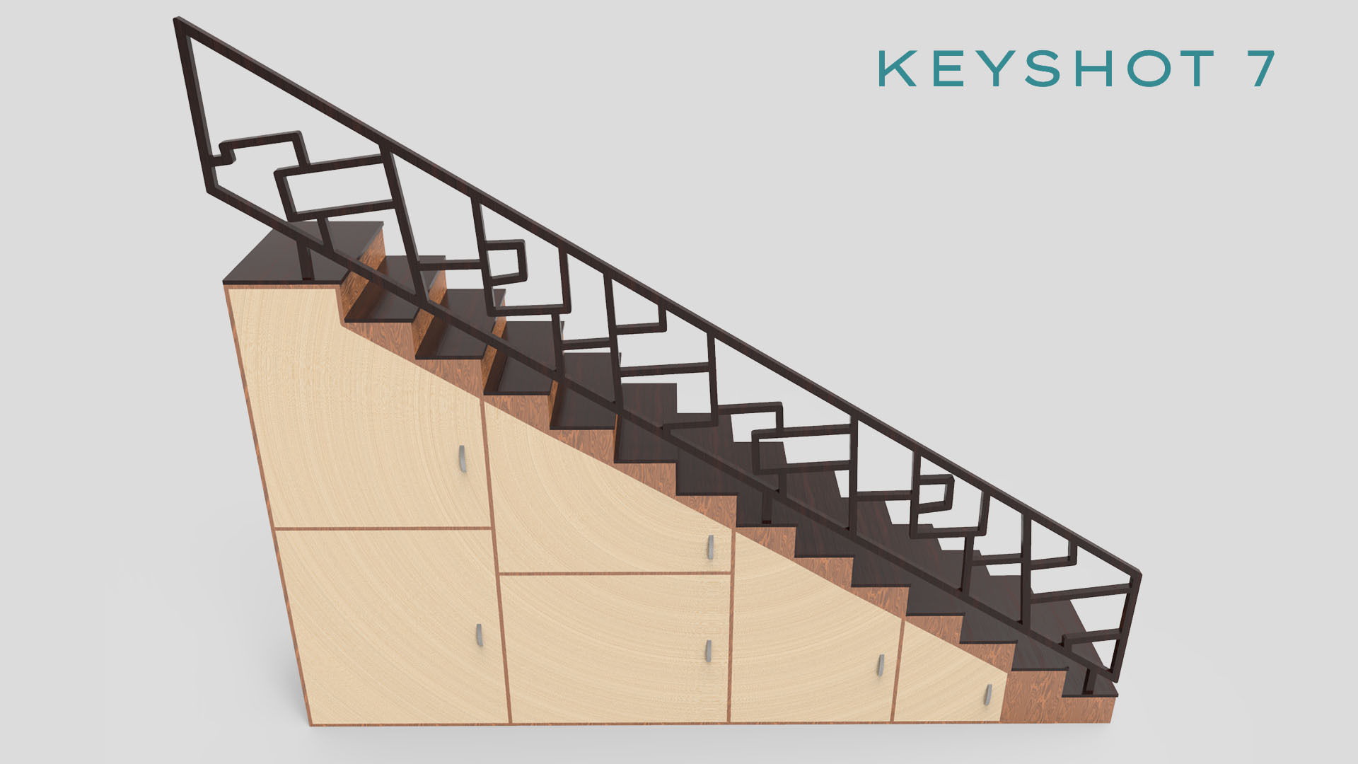 STAIRS CABINET WOOD 3D model_6