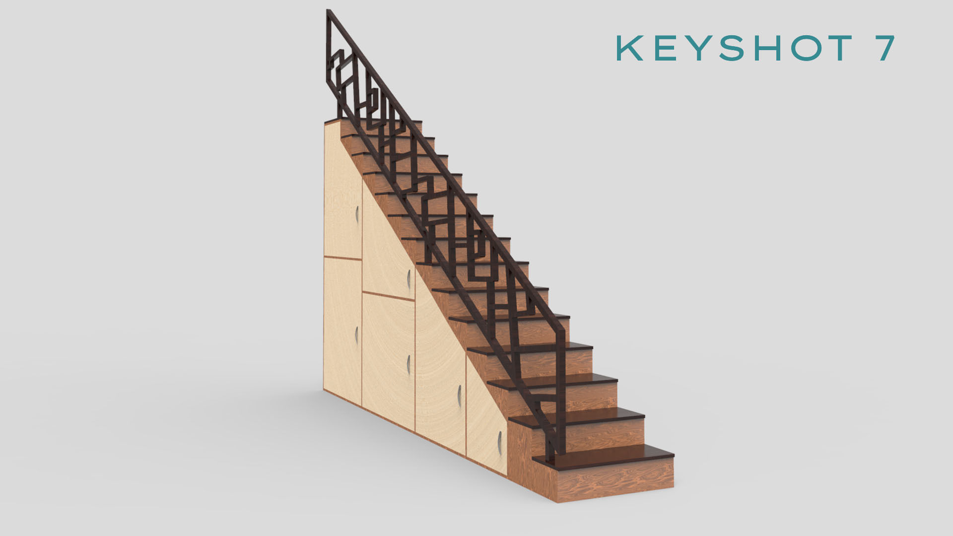 STAIRS CABINET WOOD 3D model_5