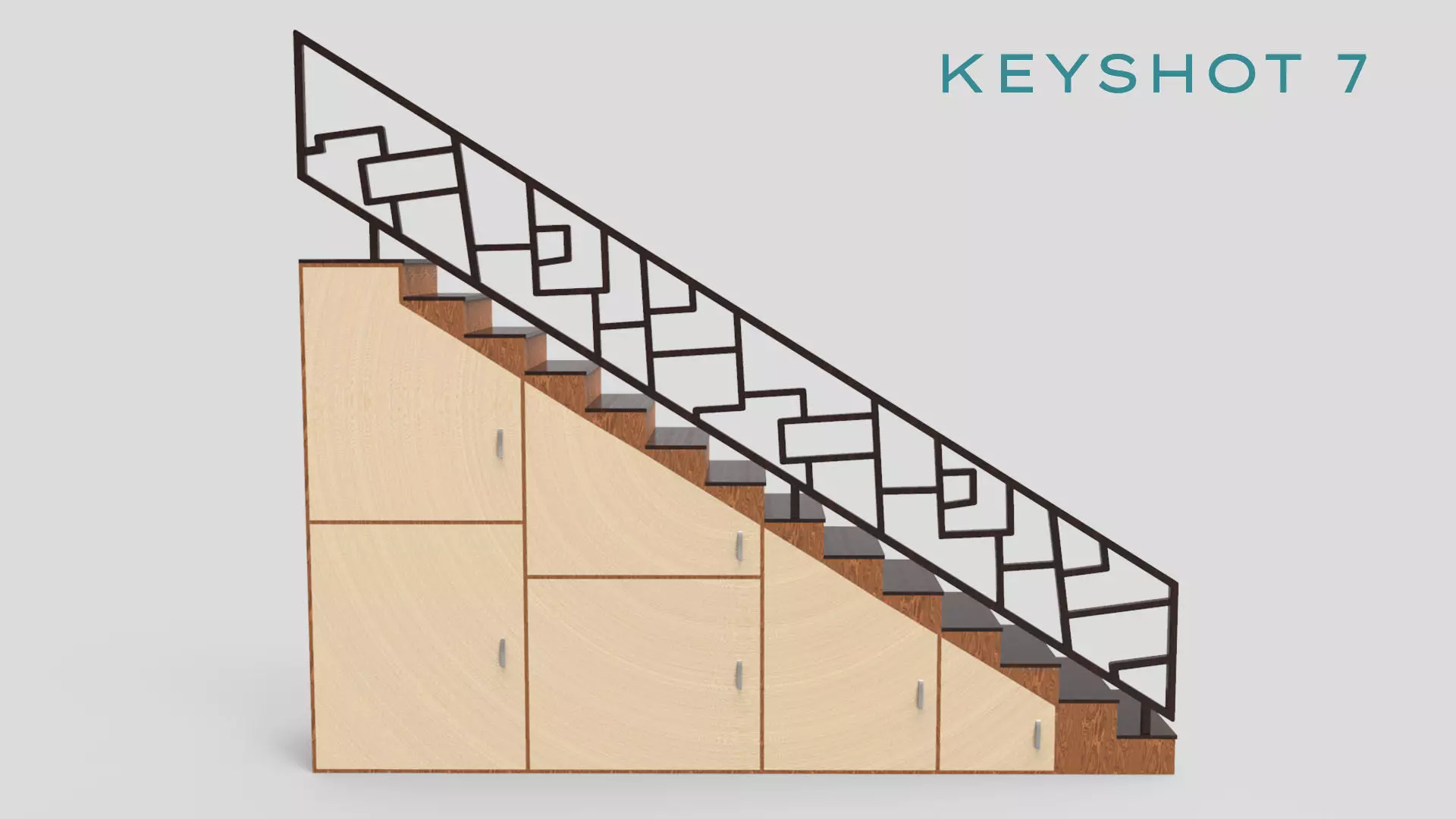 STAIRS CABINET WOOD 3D model_0