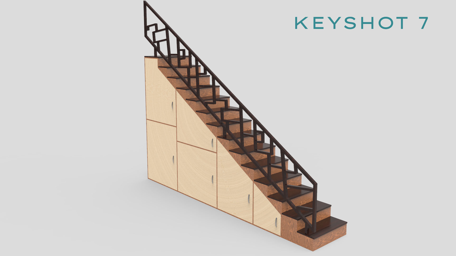 STAIRS CABINET WOOD 3D model_3
