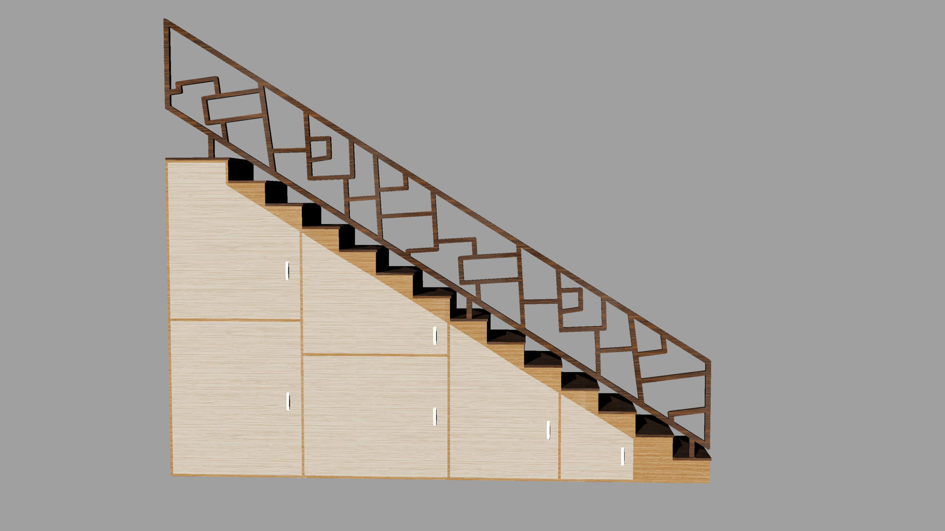 STAIRS CABINET WOOD 3D model_9