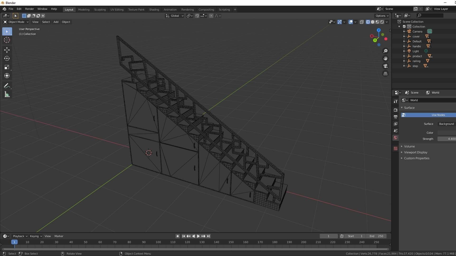 STAIRS CABINET WOOD 3D model_19