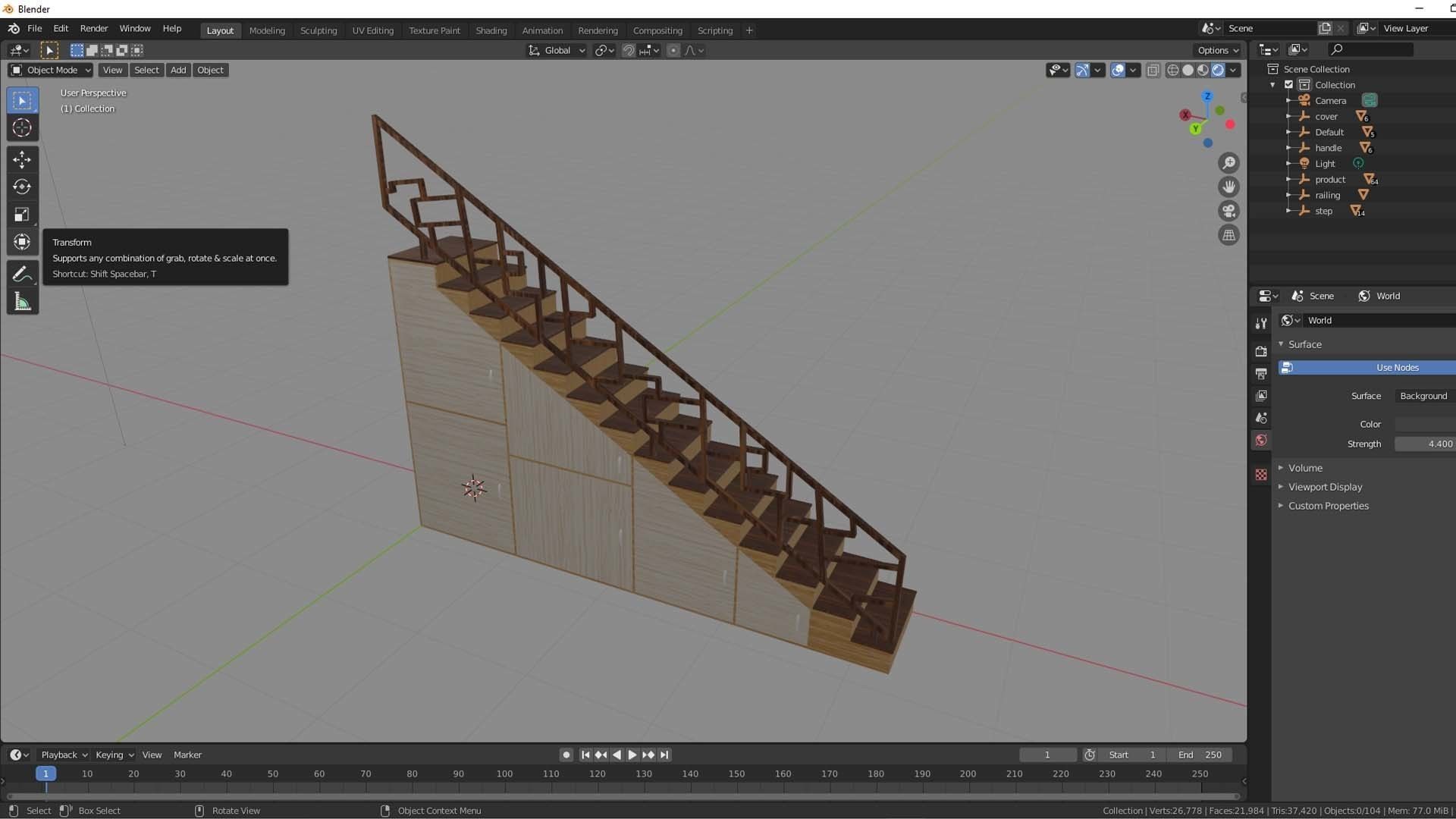 STAIRS CABINET WOOD 3D model_18