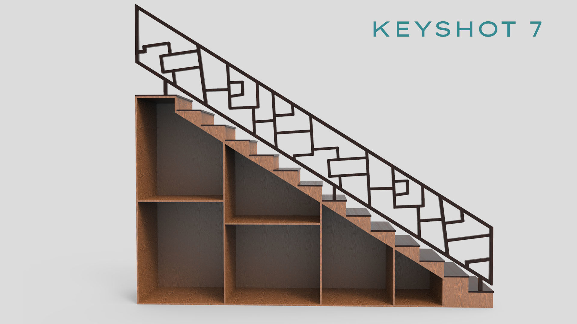 STAIRS CABINET WOOD 3D model_7