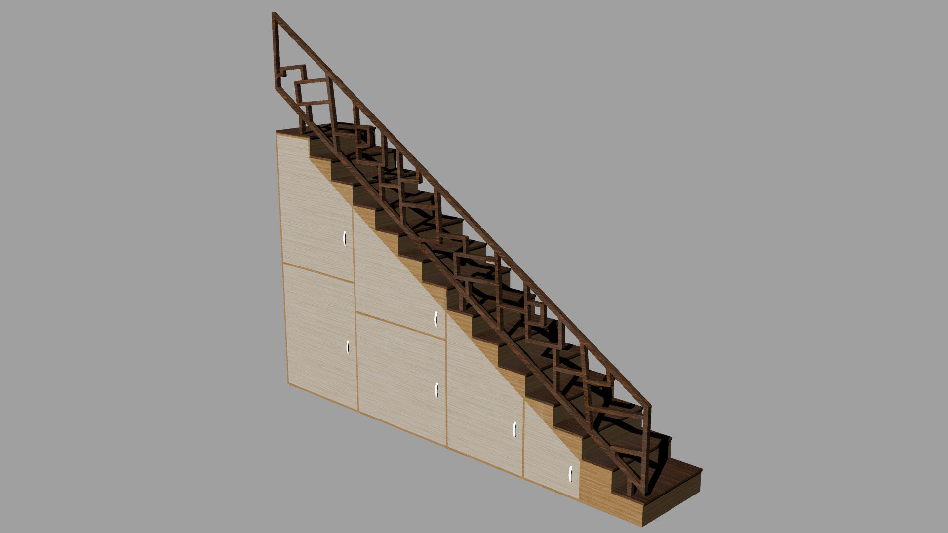STAIRS CABINET WOOD 3D model_13
