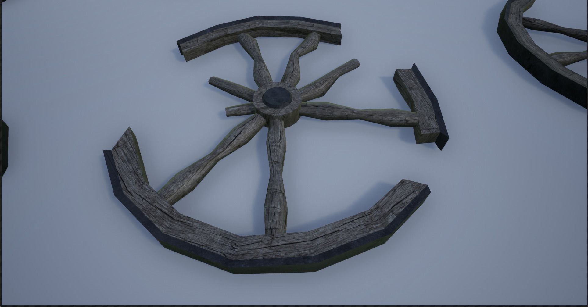 Broken and Sturdy Wooden Wheels Low-poly 3D model_14