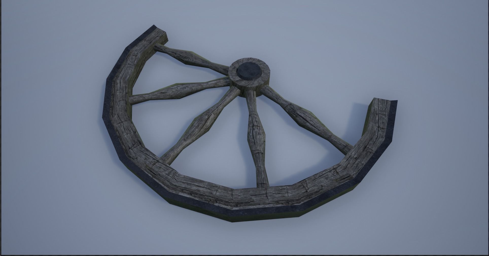 Broken and Sturdy Wooden Wheels Low-poly 3D model_12
