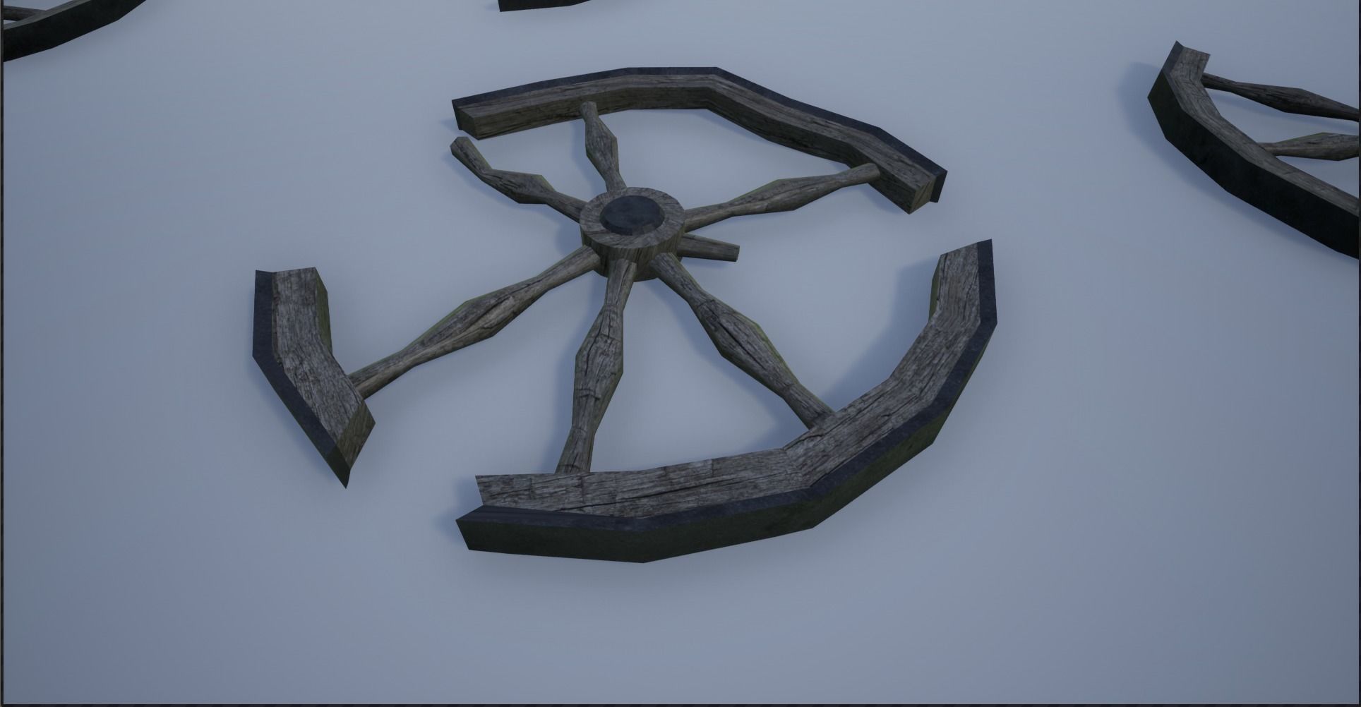 Broken and Sturdy Wooden Wheels Low-poly 3D model_11