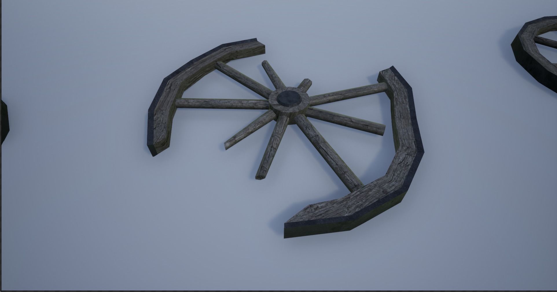 Broken and Sturdy Wooden Wheels Low-poly 3D model_8