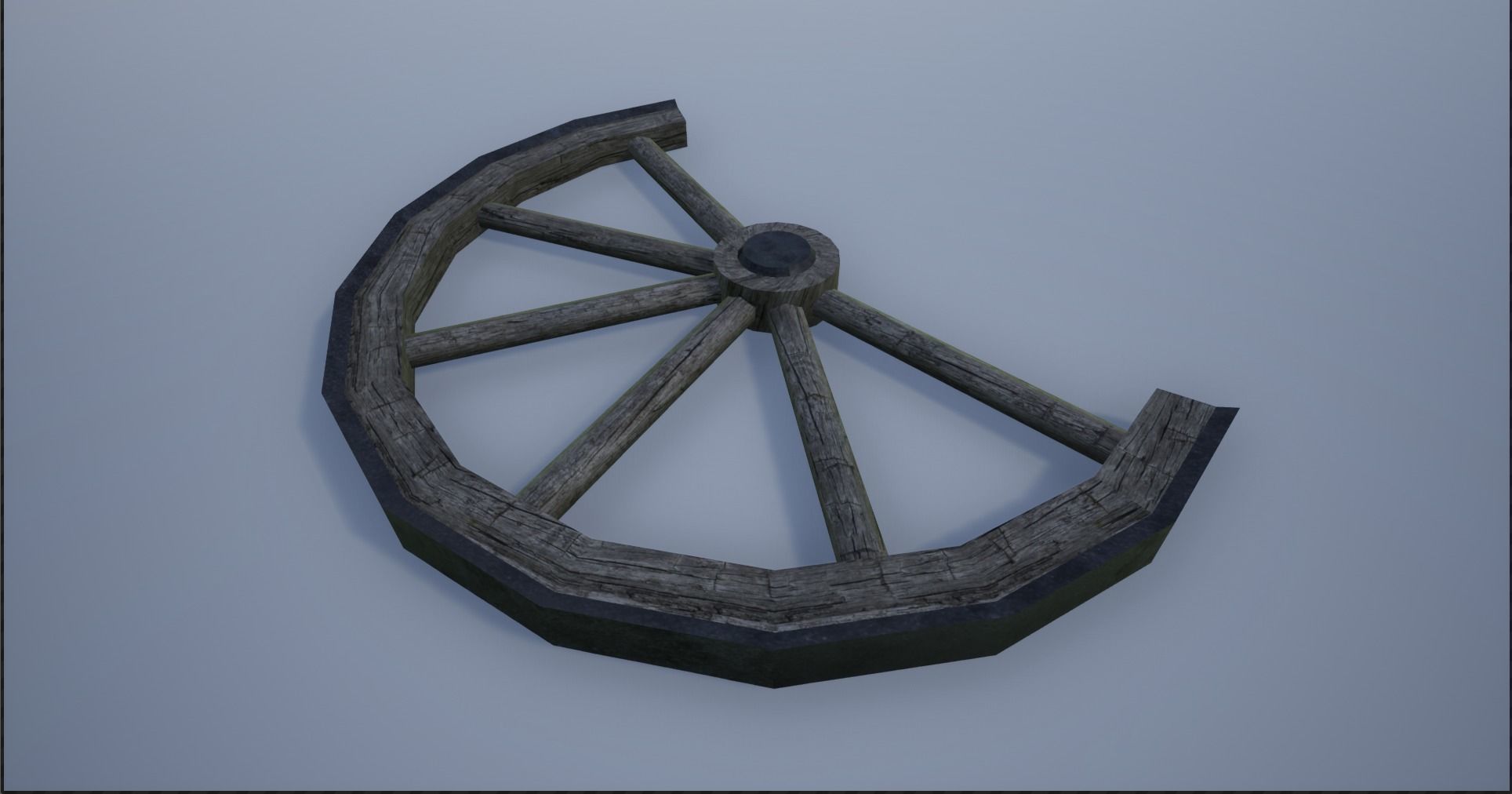 Broken and Sturdy Wooden Wheels Low-poly 3D model_9