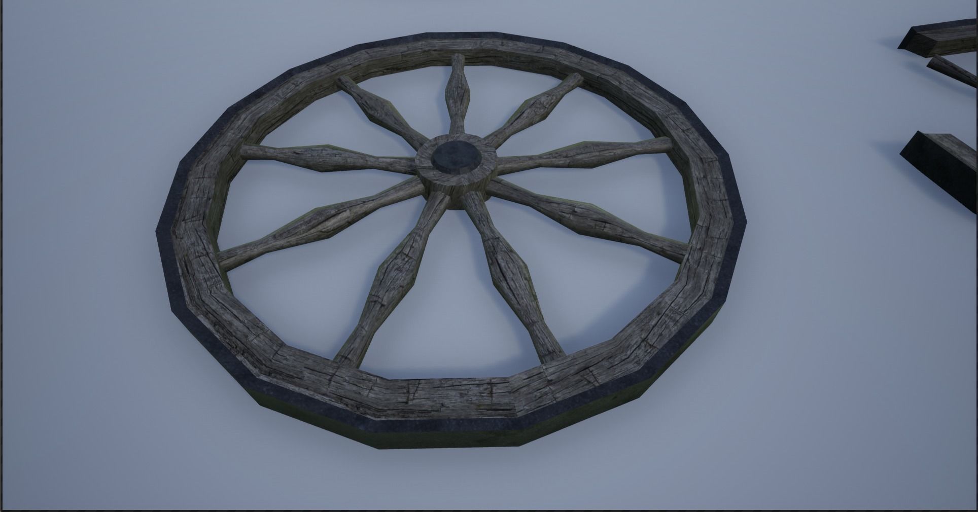 Broken and Sturdy Wooden Wheels Low-poly 3D model_10