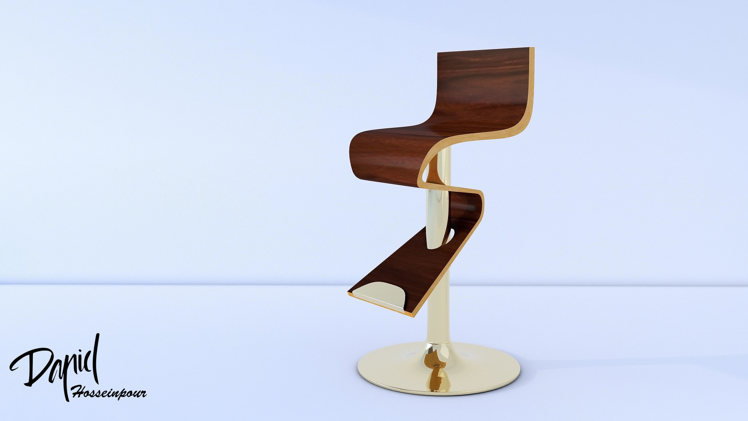 Artistic Curved Barstool 3D model_7