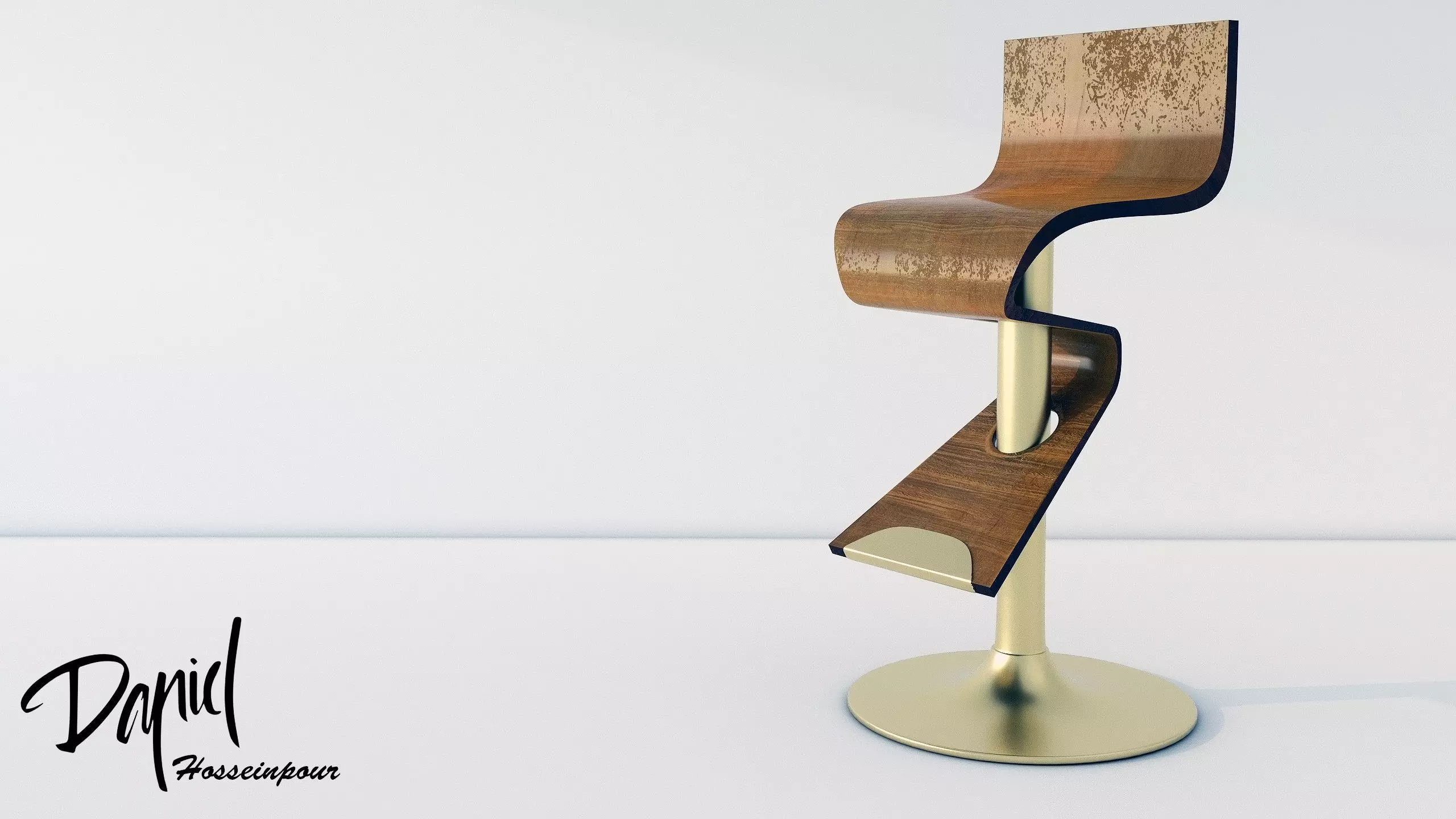 Artistic Curved Barstool 3D model_0