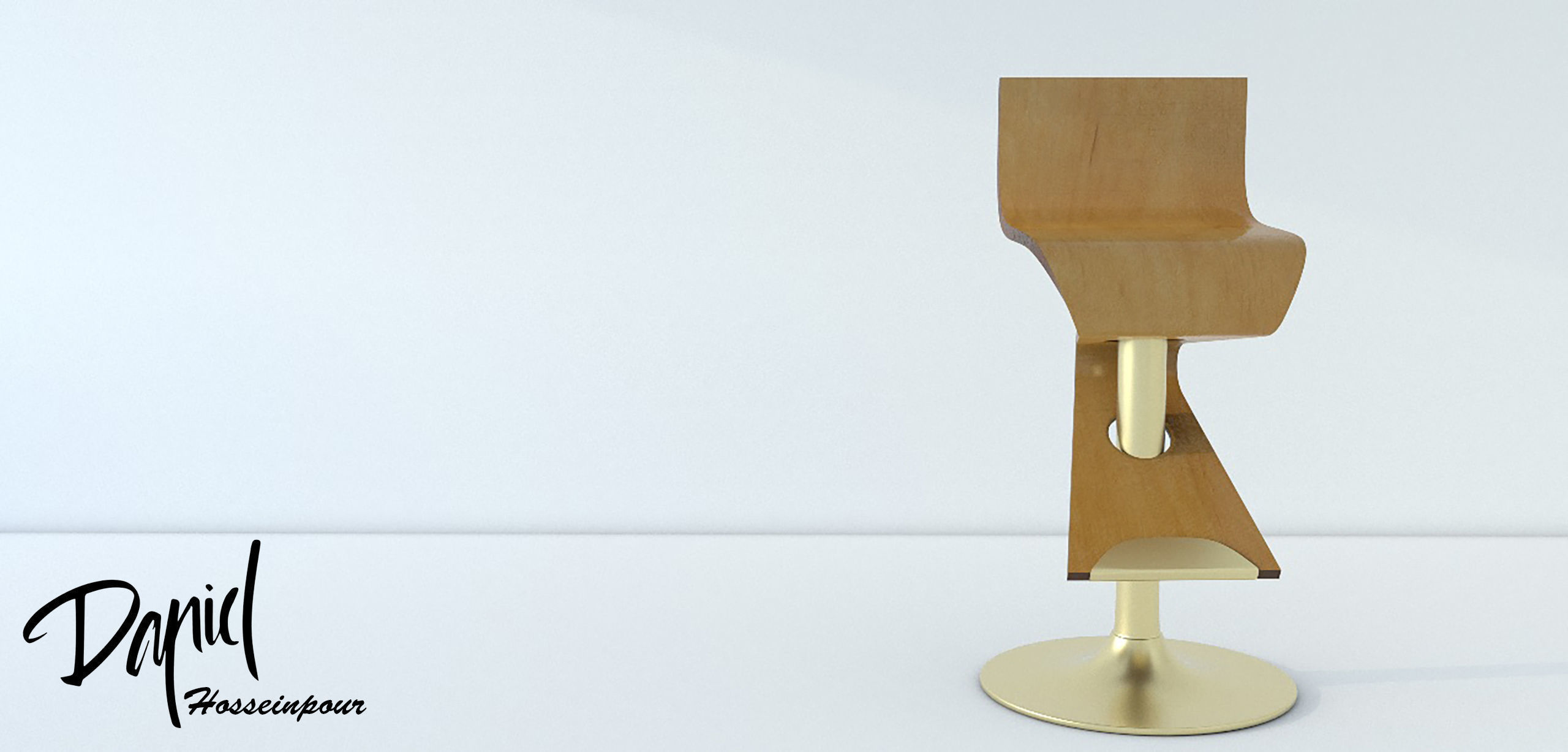 Artistic Curved Barstool 3D model_4