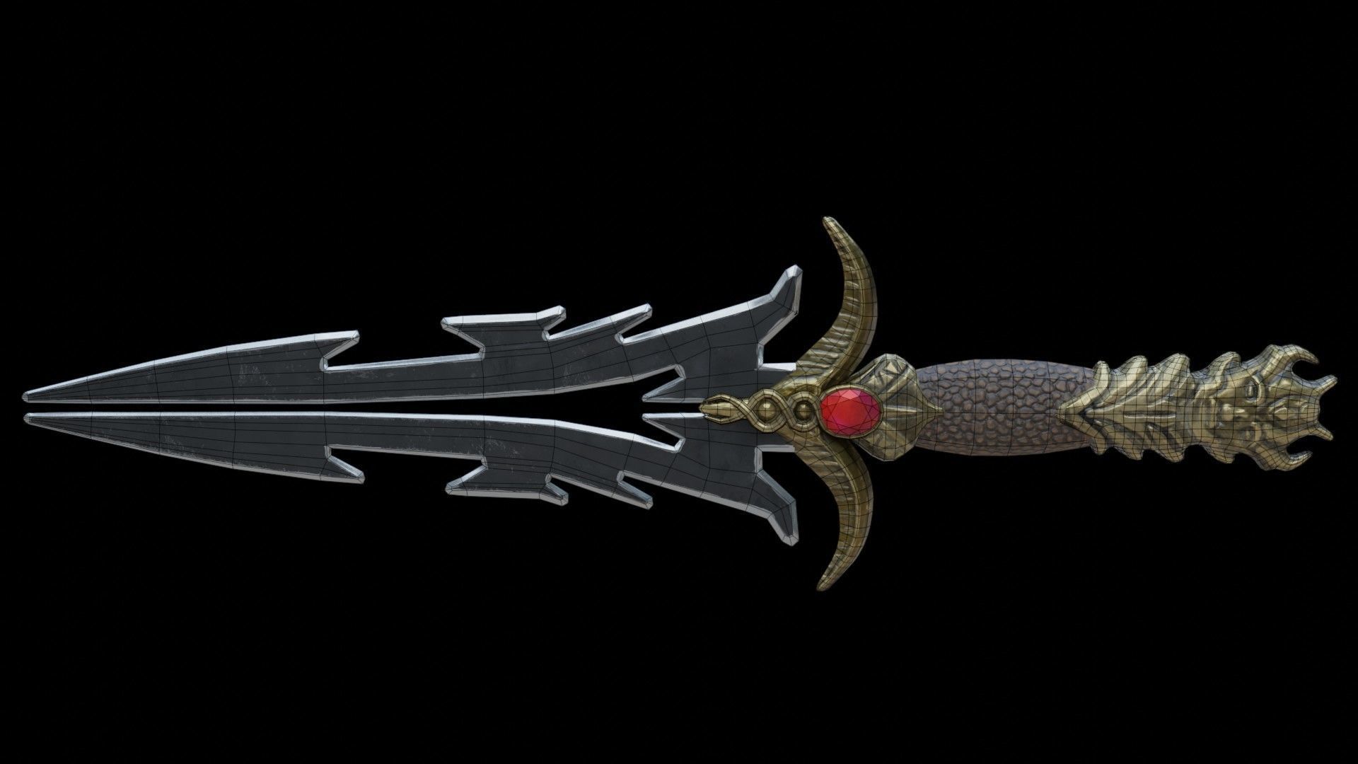 Knife 01 Low-poly 3D model_7