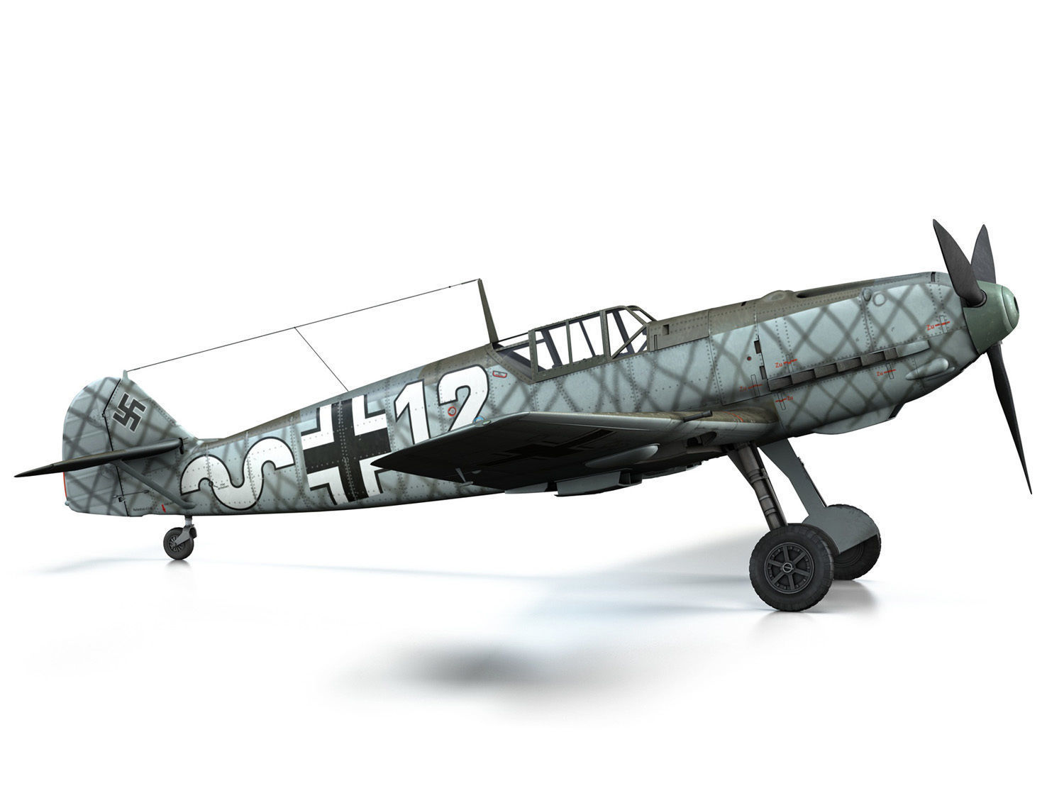 Messerschmitt - BF-109 E - White 12 3D model_14