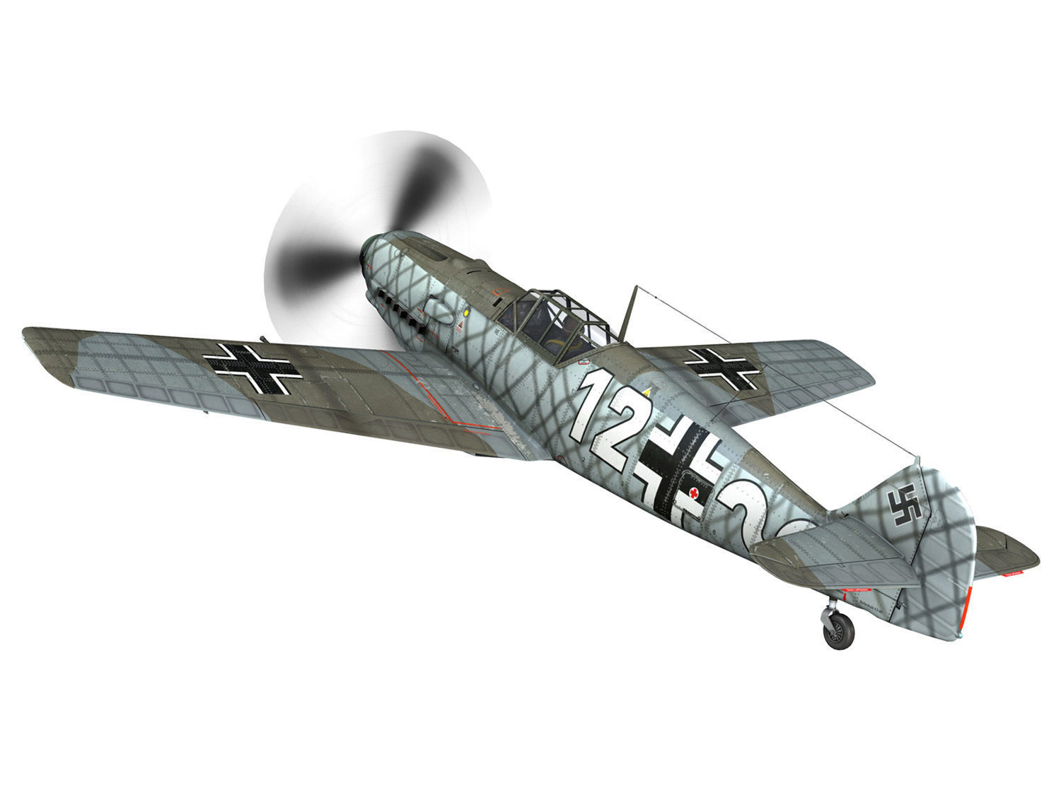 Messerschmitt - BF-109 E - White 12 3D model_4