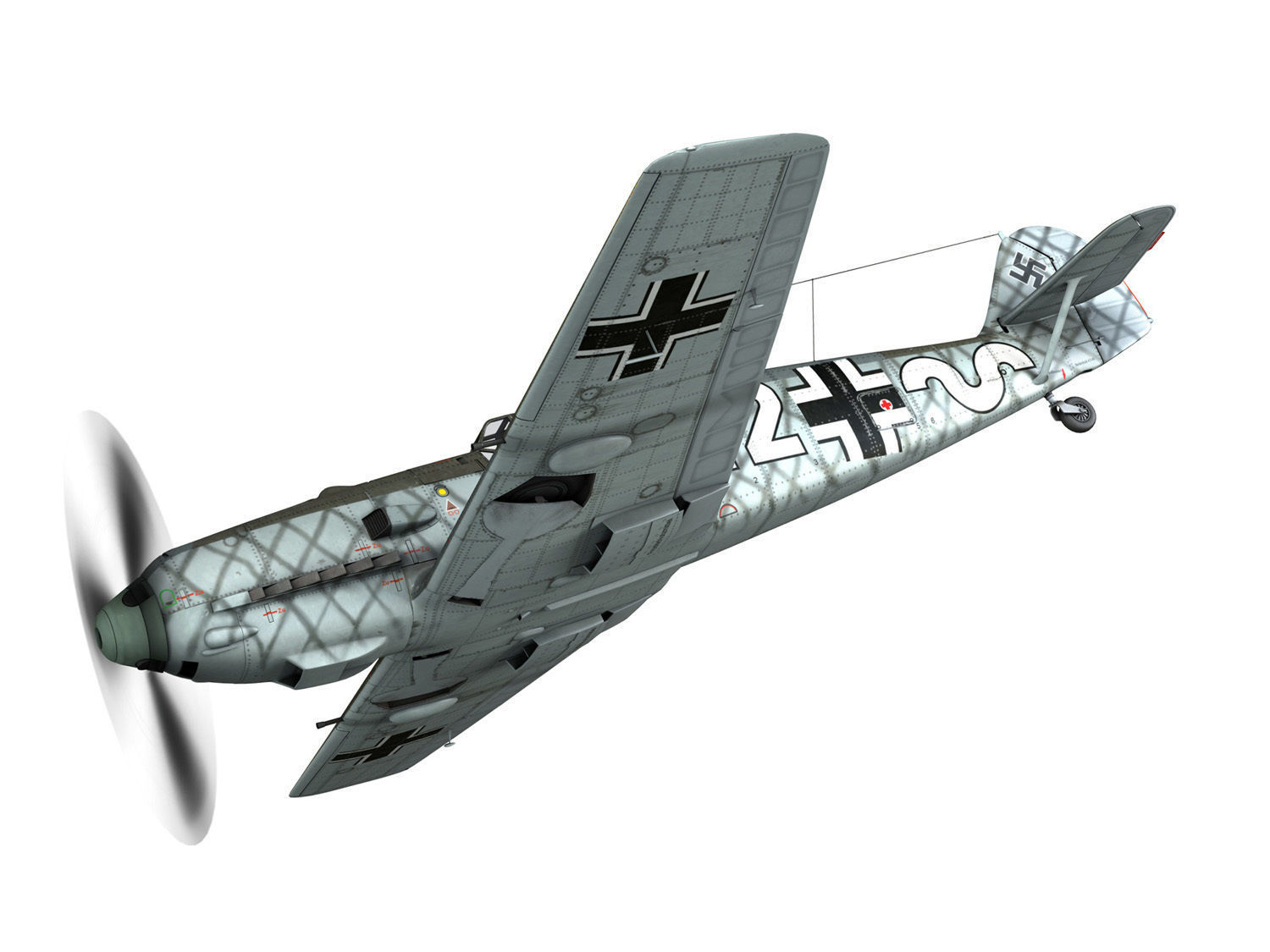 Messerschmitt - BF-109 E - White 12 3D model_3