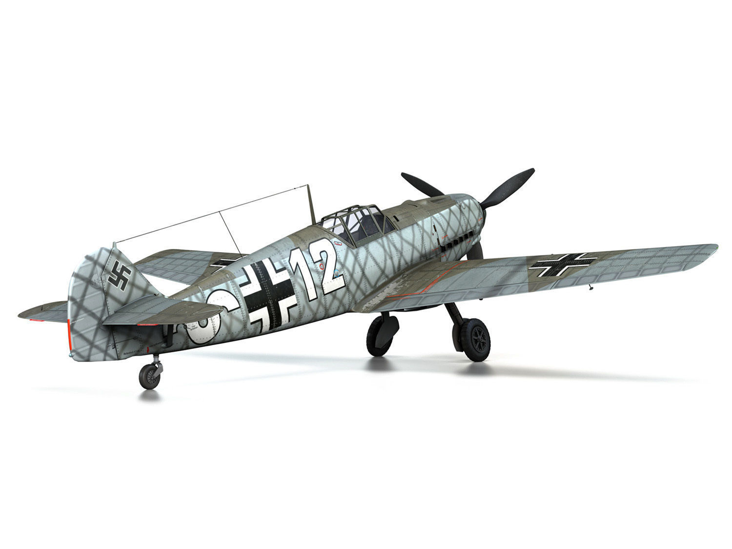 Messerschmitt - BF-109 E - White 12 3D model_13