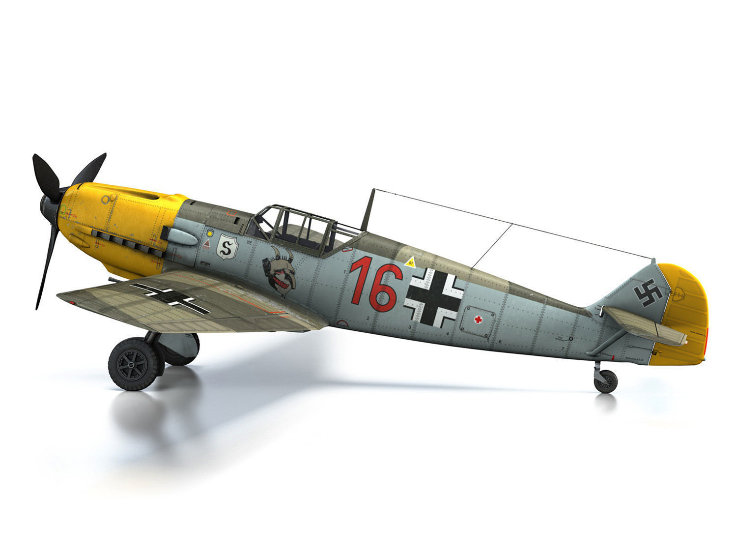 Messerschmitt - BF-109 E - Red 16 3D model_10