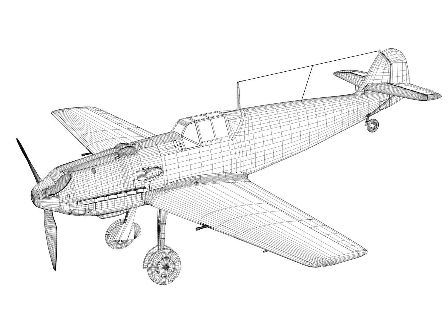 Messerschmitt - BF-109 E - Red 16 3D model_18