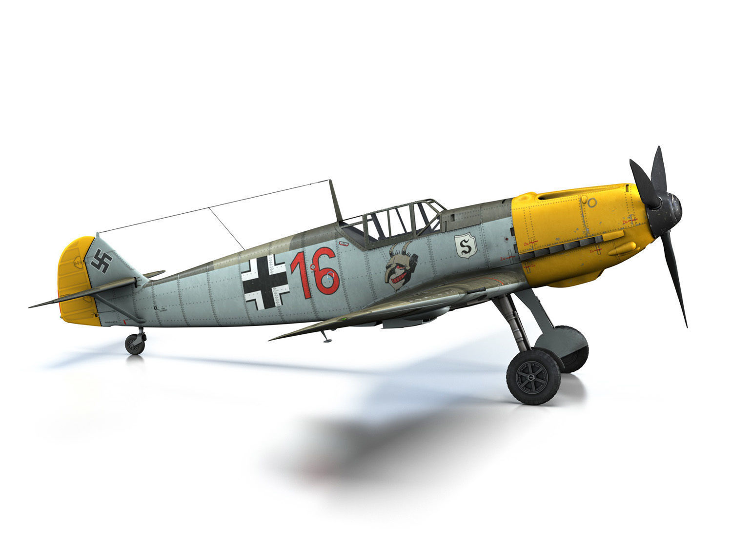 Messerschmitt - BF-109 E - Red 16 3D model_15