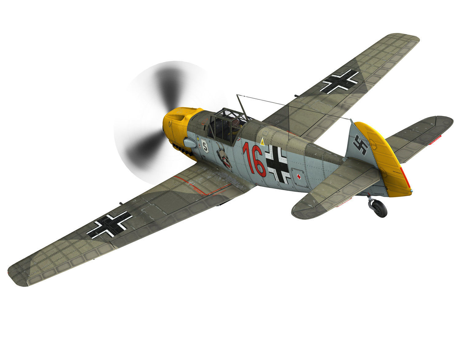 Messerschmitt - BF-109 E - Red 16 3D model_4
