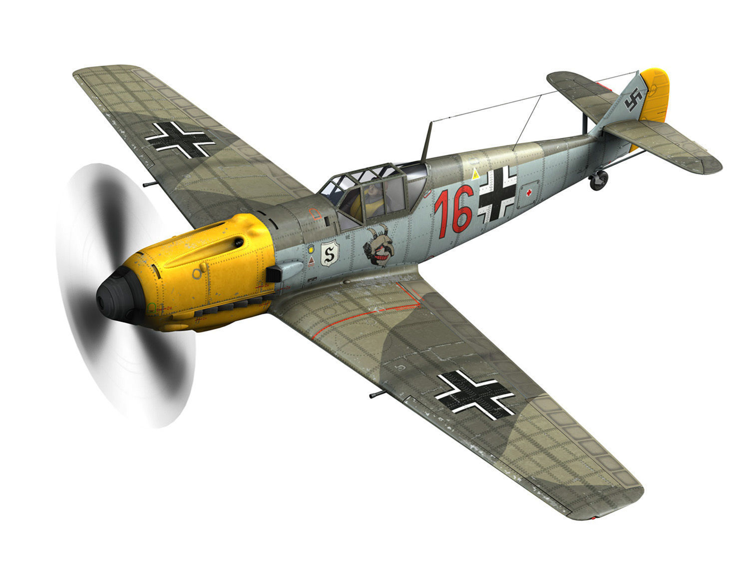Messerschmitt - BF-109 E - Red 16 3D model_3