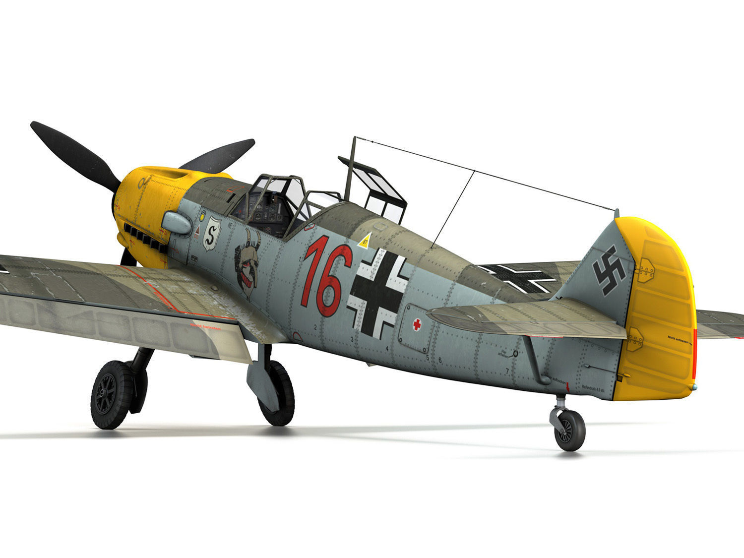 Messerschmitt - BF-109 E - Red 16 3D model_12