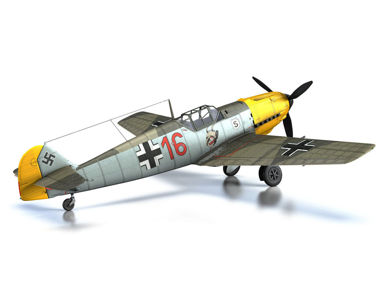 Messerschmitt - BF-109 E - Red 16 3D model_13