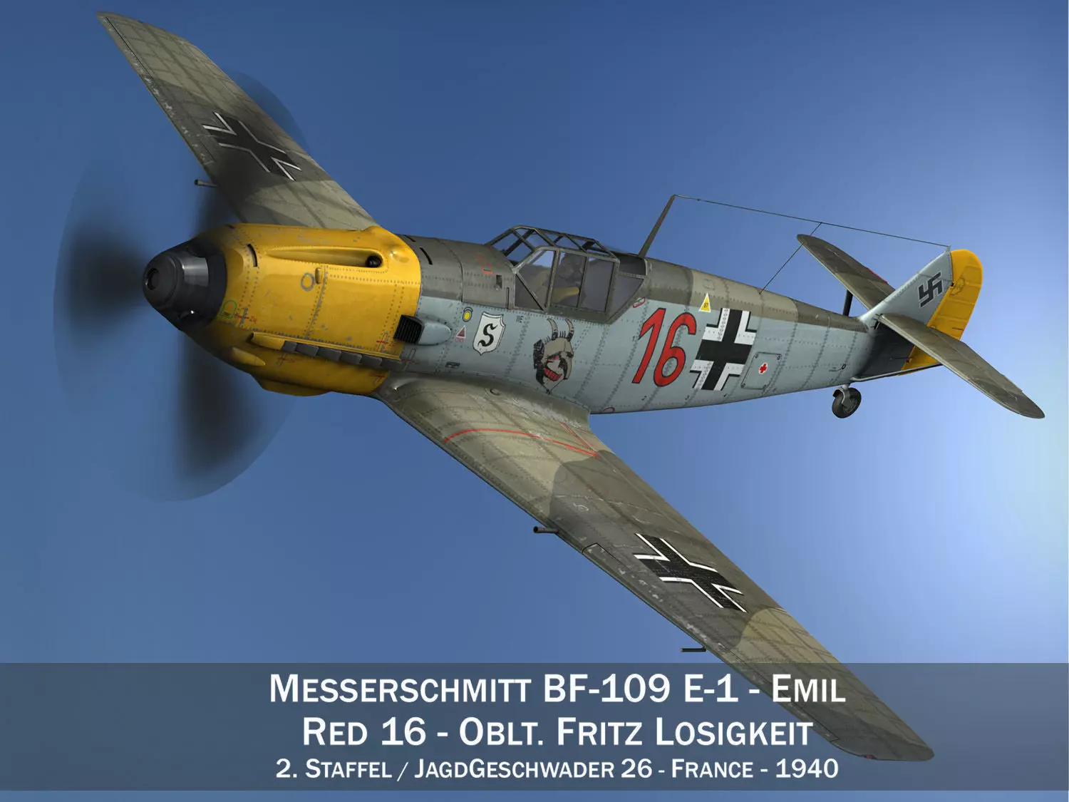 Messerschmitt - BF-109 E - Red 16 3D model_0