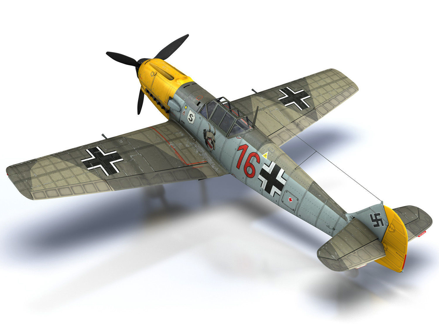 Messerschmitt - BF-109 E - Red 16 3D model_11