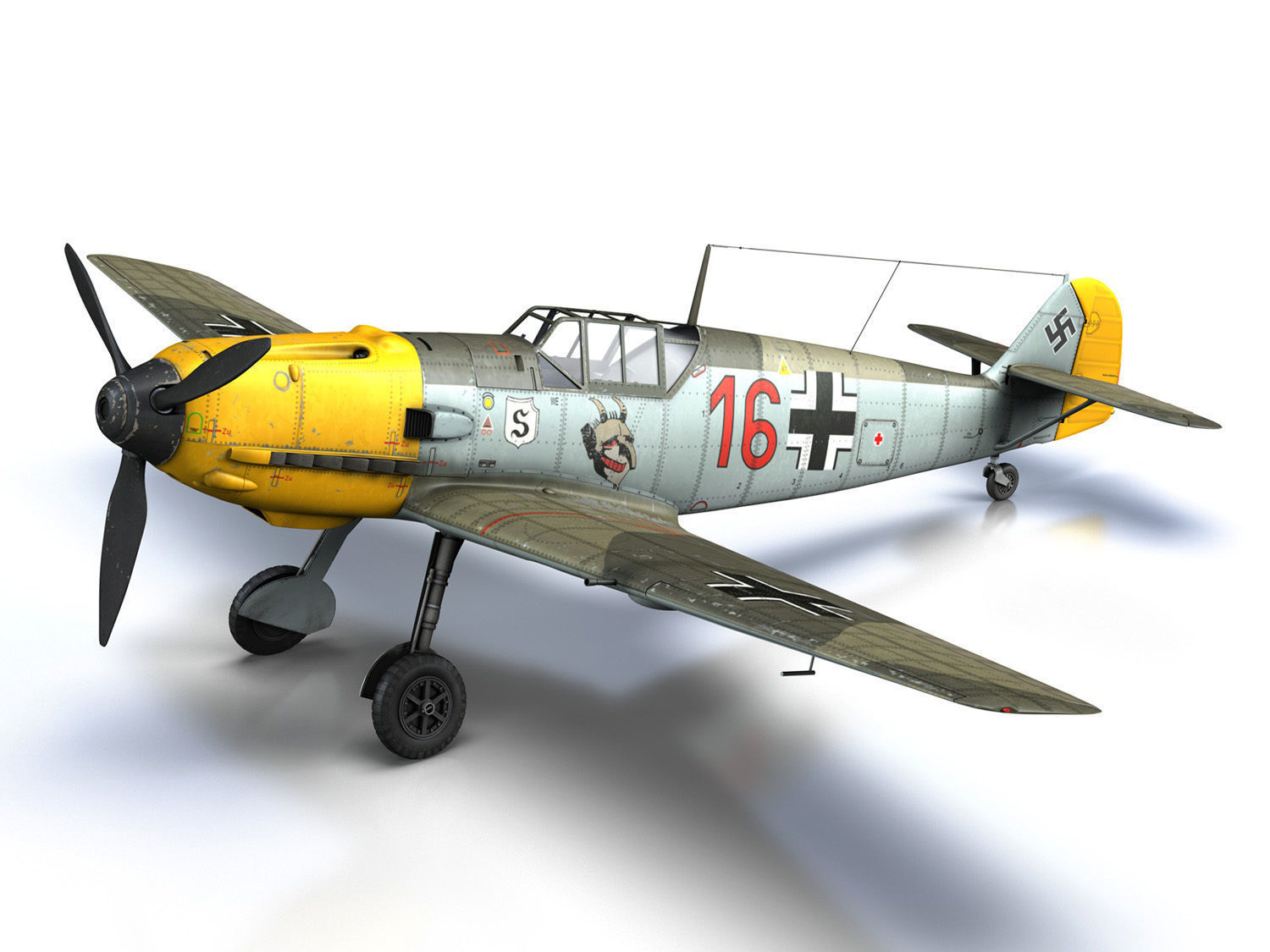 Messerschmitt - BF-109 E - Red 16 3D model_9