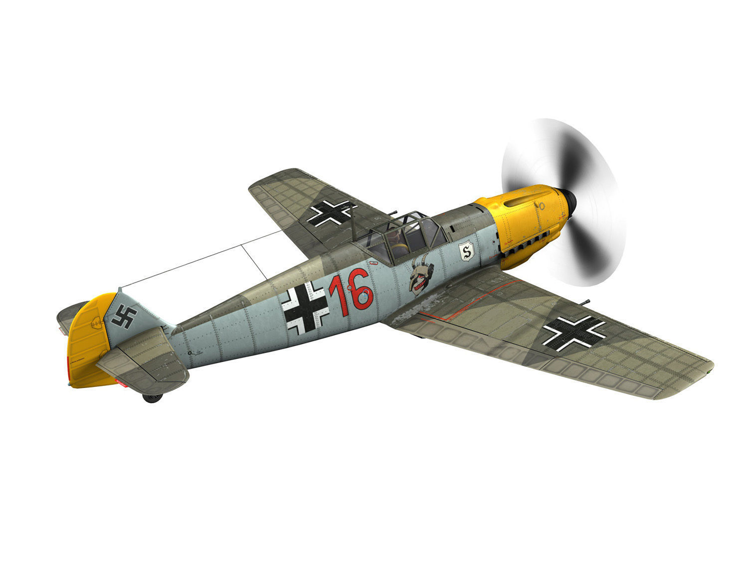 Messerschmitt - BF-109 E - Red 16 3D model_6