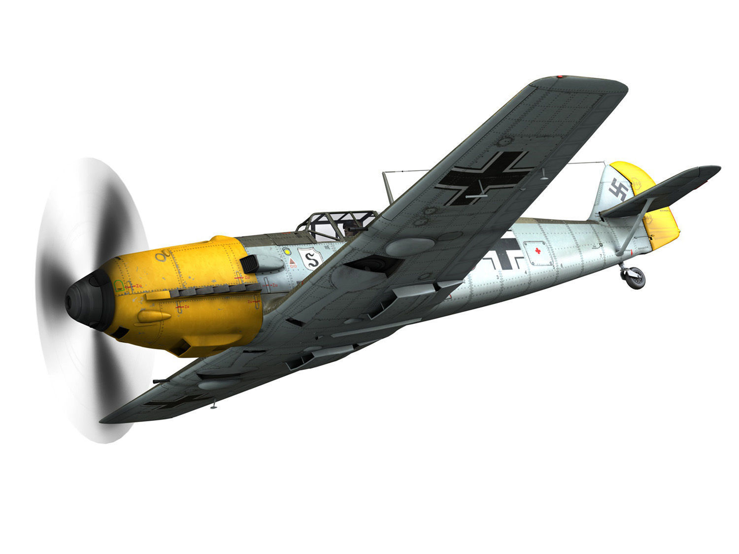 Messerschmitt - BF-109 E - Red 16 3D model_2