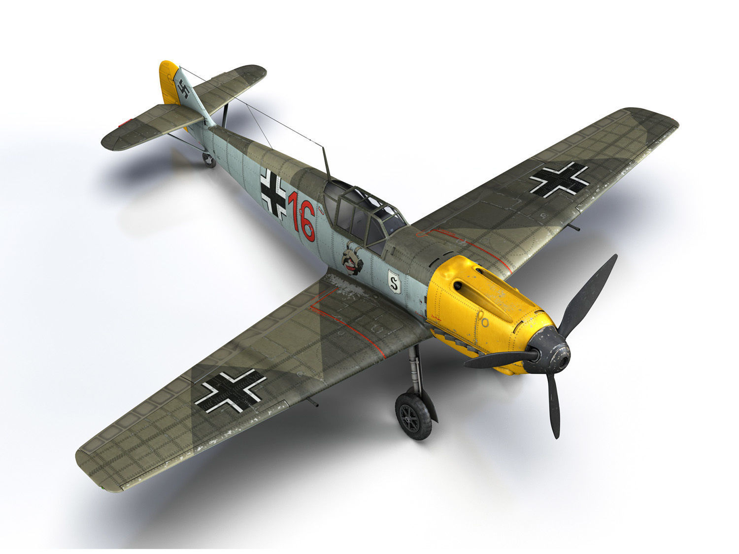 Messerschmitt - BF-109 E - Red 16 3D model_14
