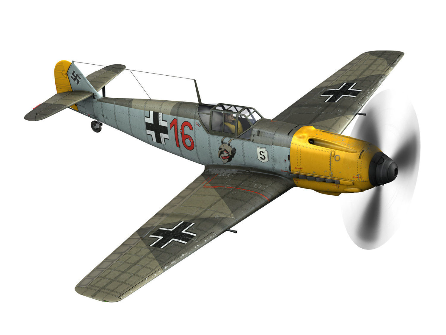 Messerschmitt - BF-109 E - Red 16 3D model_8