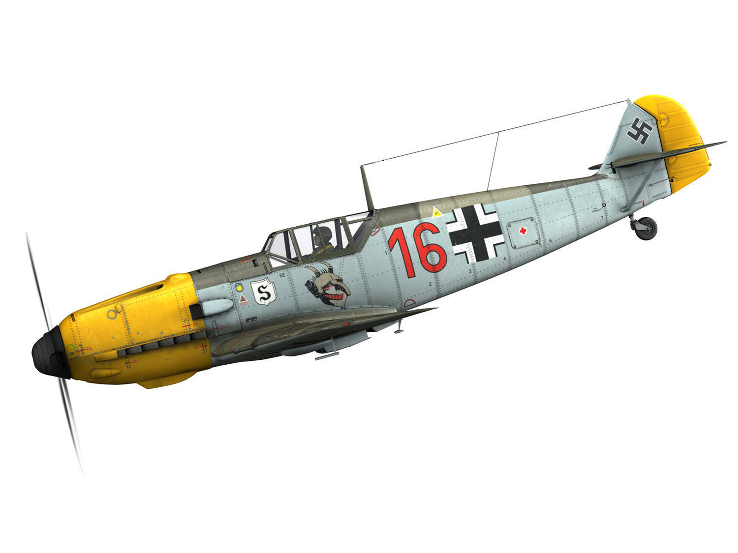 Messerschmitt - BF-109 E - Red 16 3D model_1