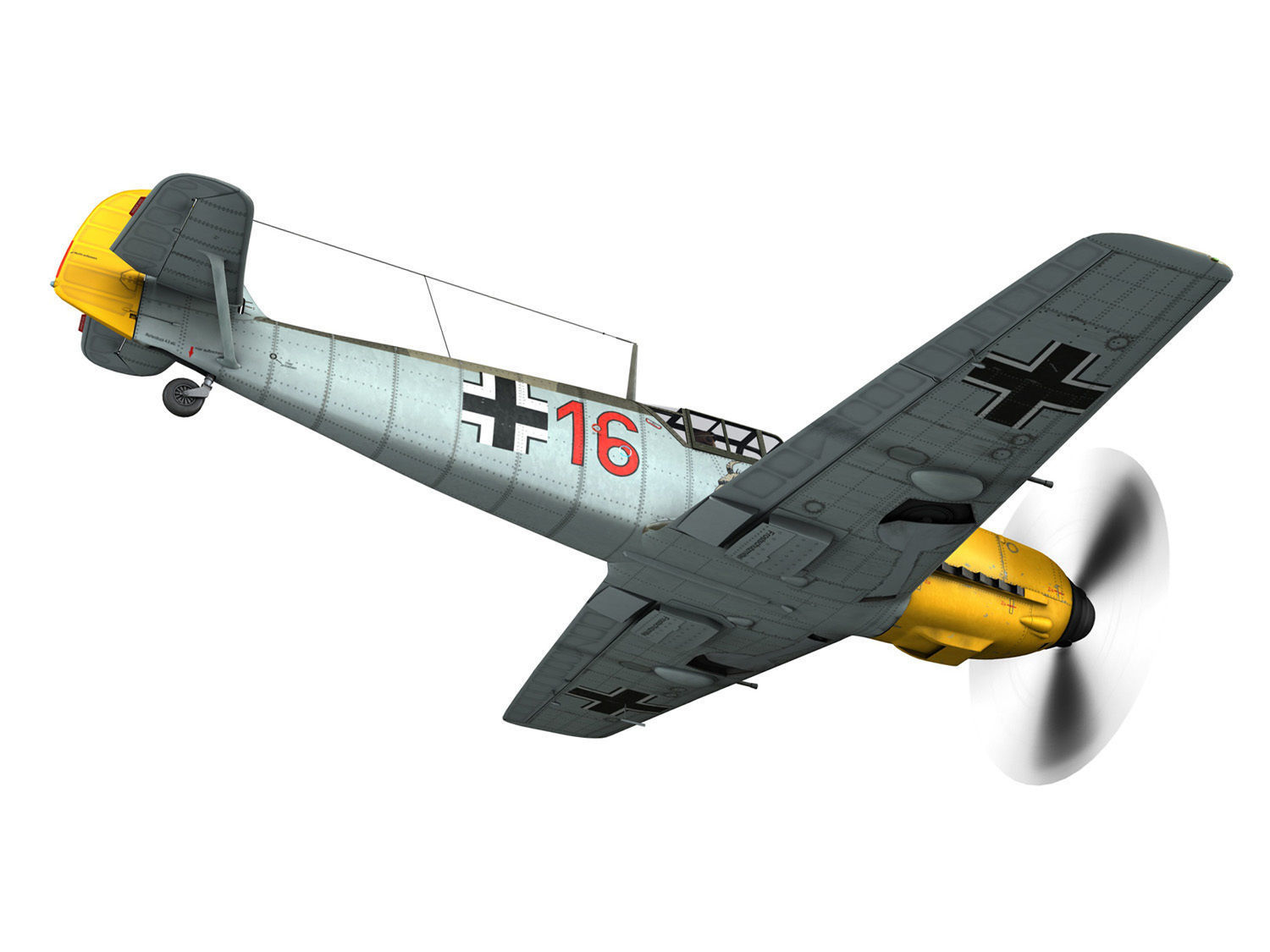 Messerschmitt - BF-109 E - Red 16 3D model_5