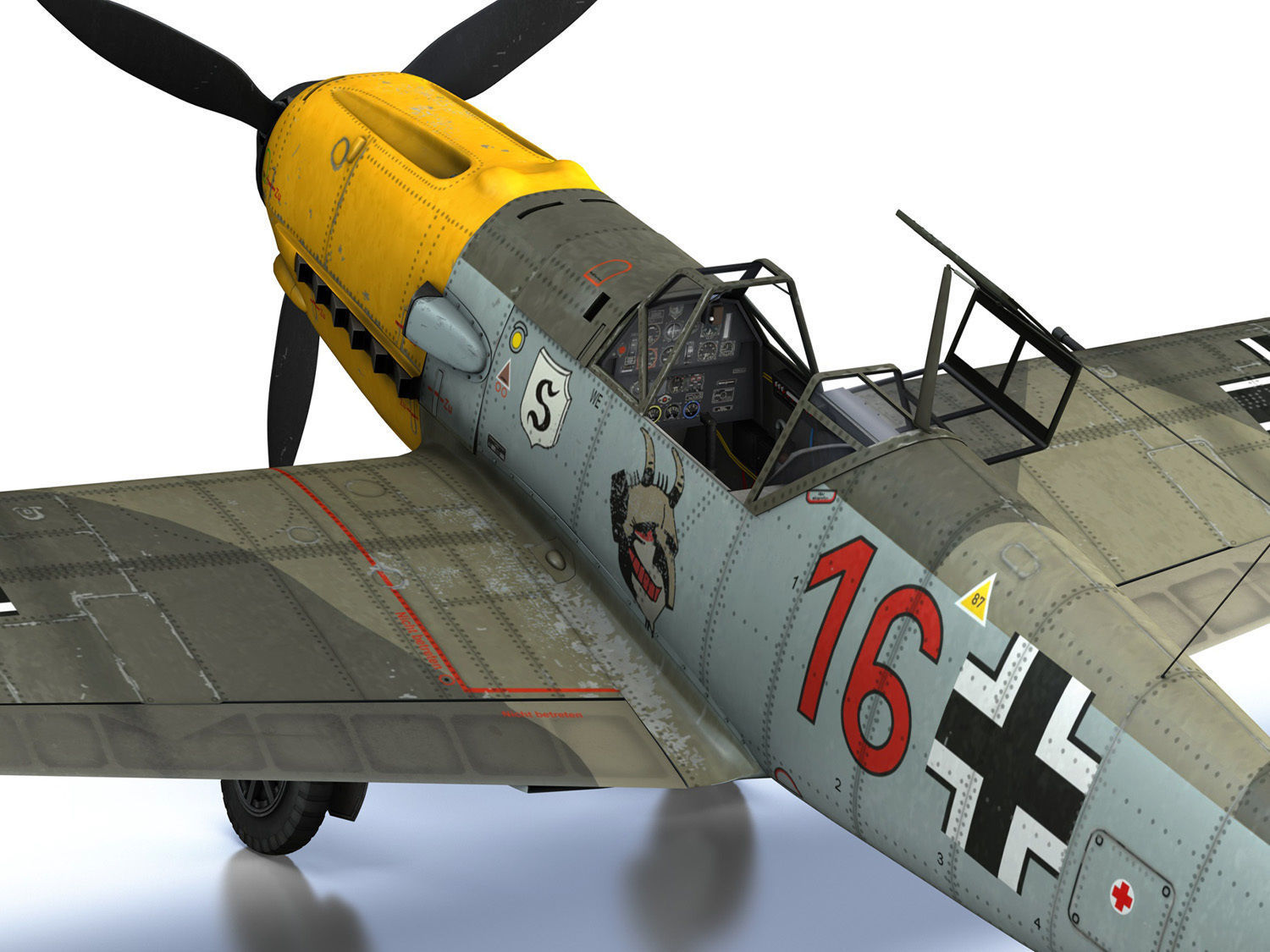 Messerschmitt - BF-109 E - Red 16 3D model_16