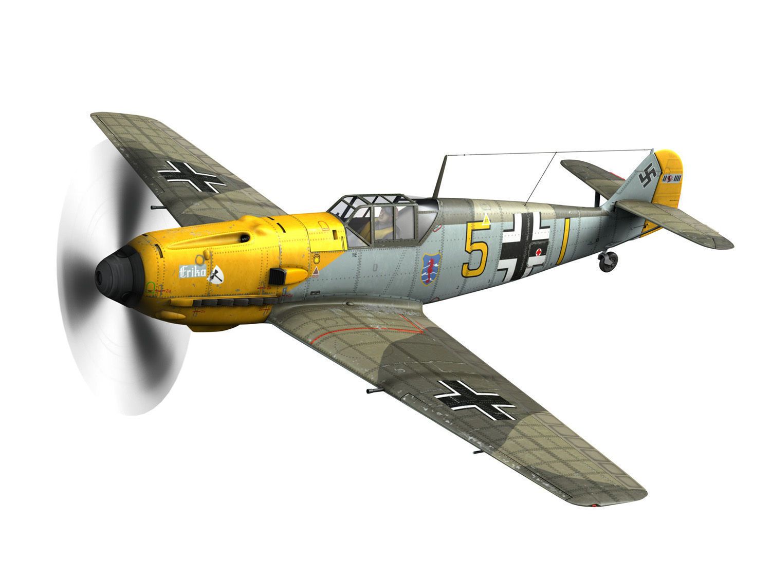Messerschmitt - BF-109 E - Yellow 5 3D model_2